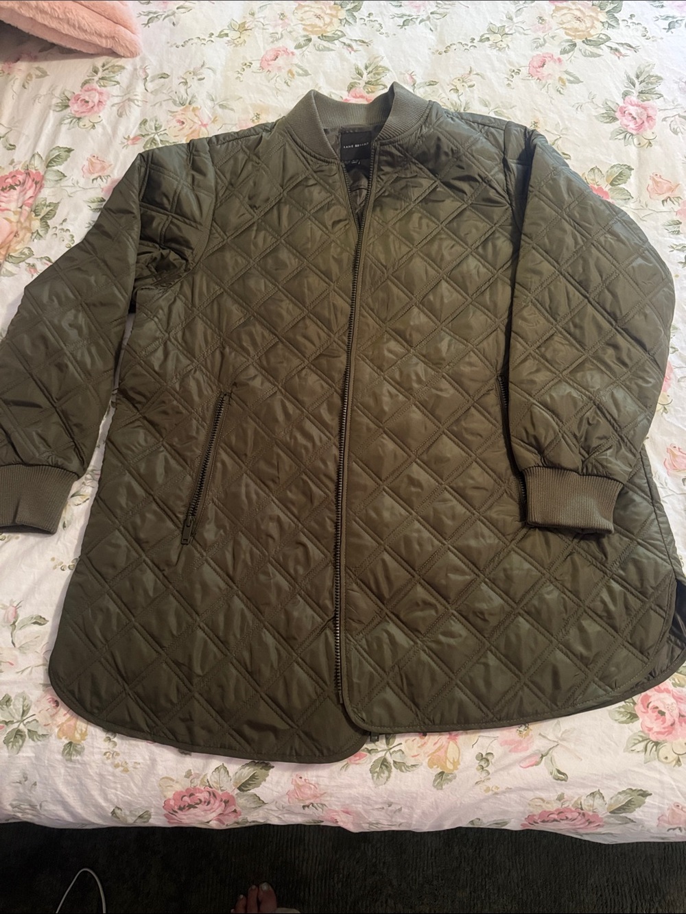 Lane Bryant Quilted Olive Green Puffer Jacket
